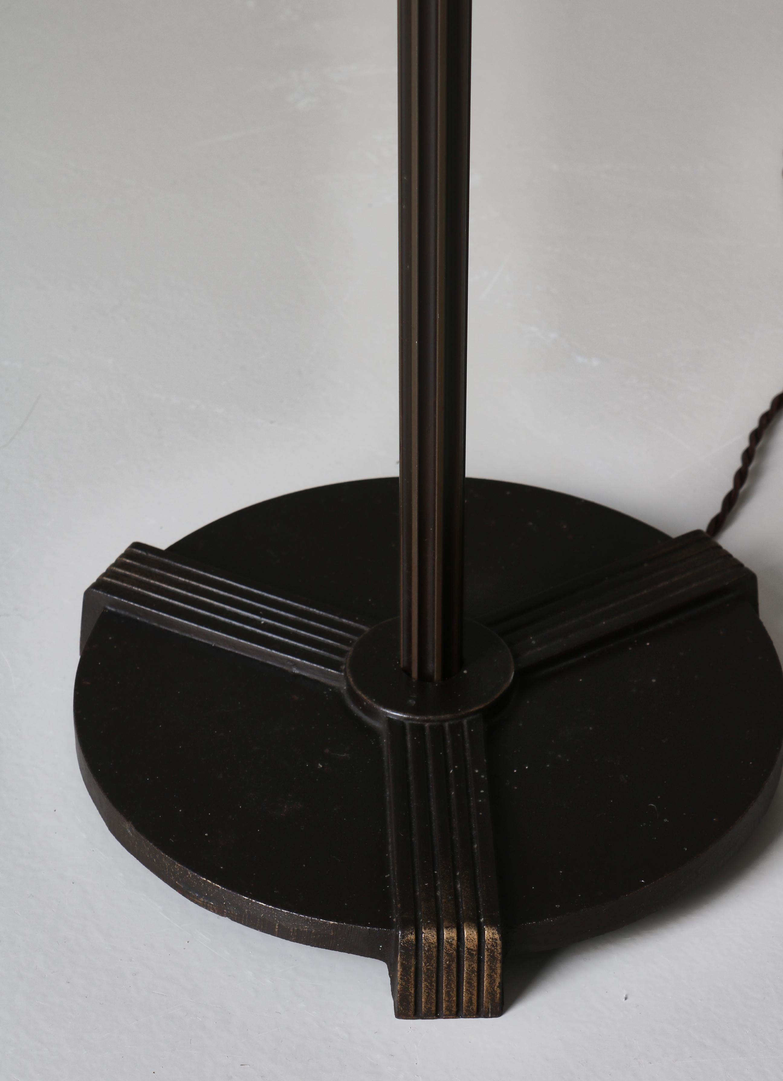 Danish Art Deco Floor Lamp in Patinated Bronze, 1930s For Sale 2