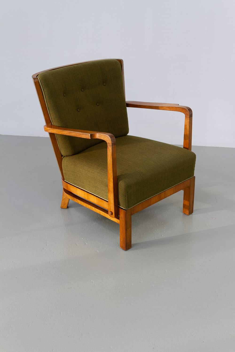 Danish Art Deco Green Lounge Chair, 1930s. 7
