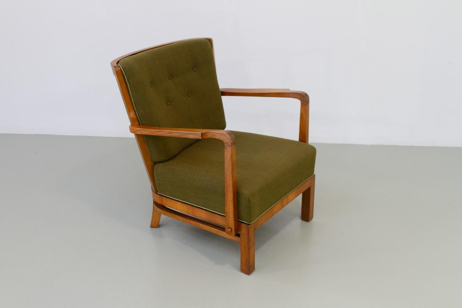 Danish Art Deco Green Lounge Chair, 1930s. 8