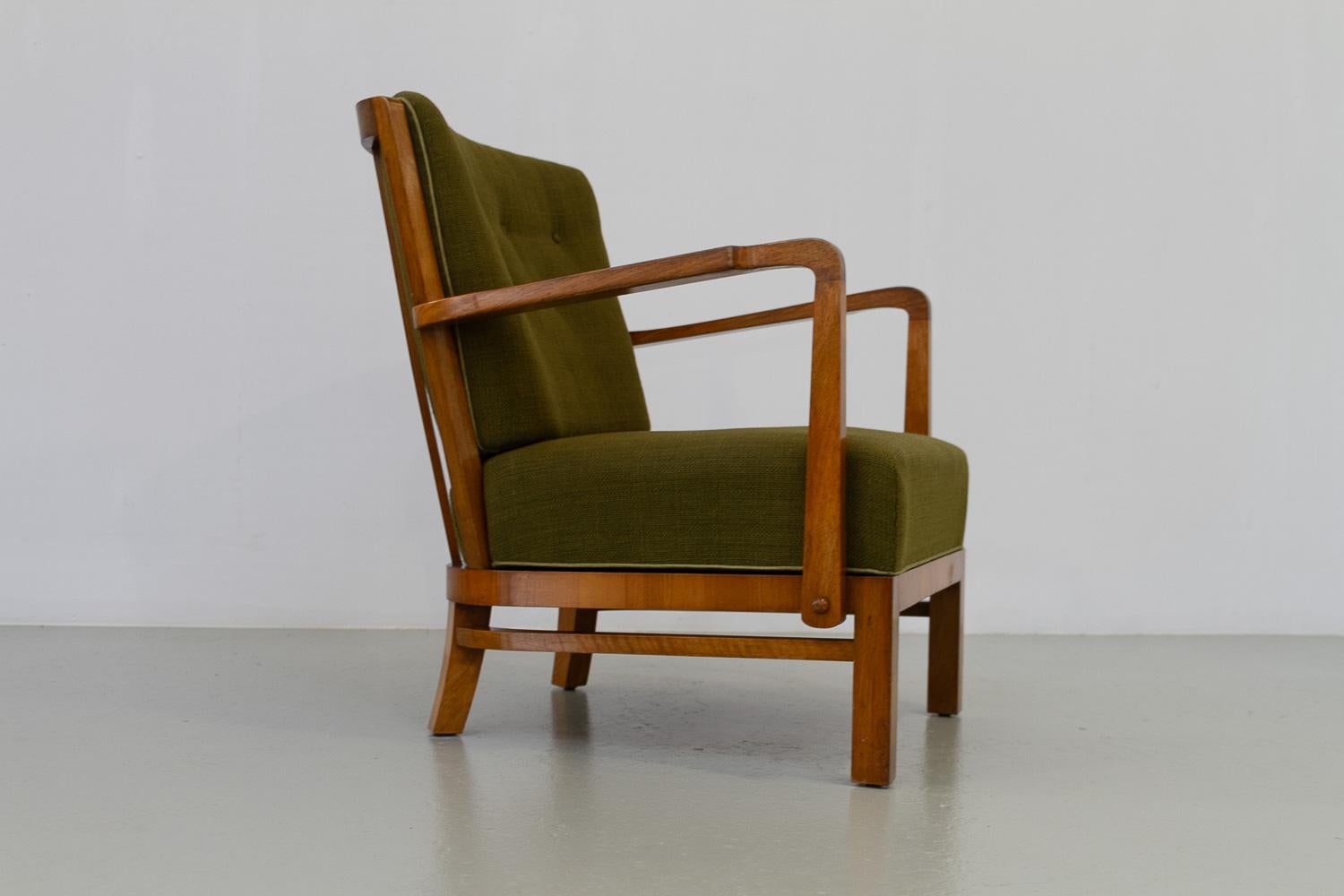 Danish Art Deco Green Lounge Chair, 1930s. 9