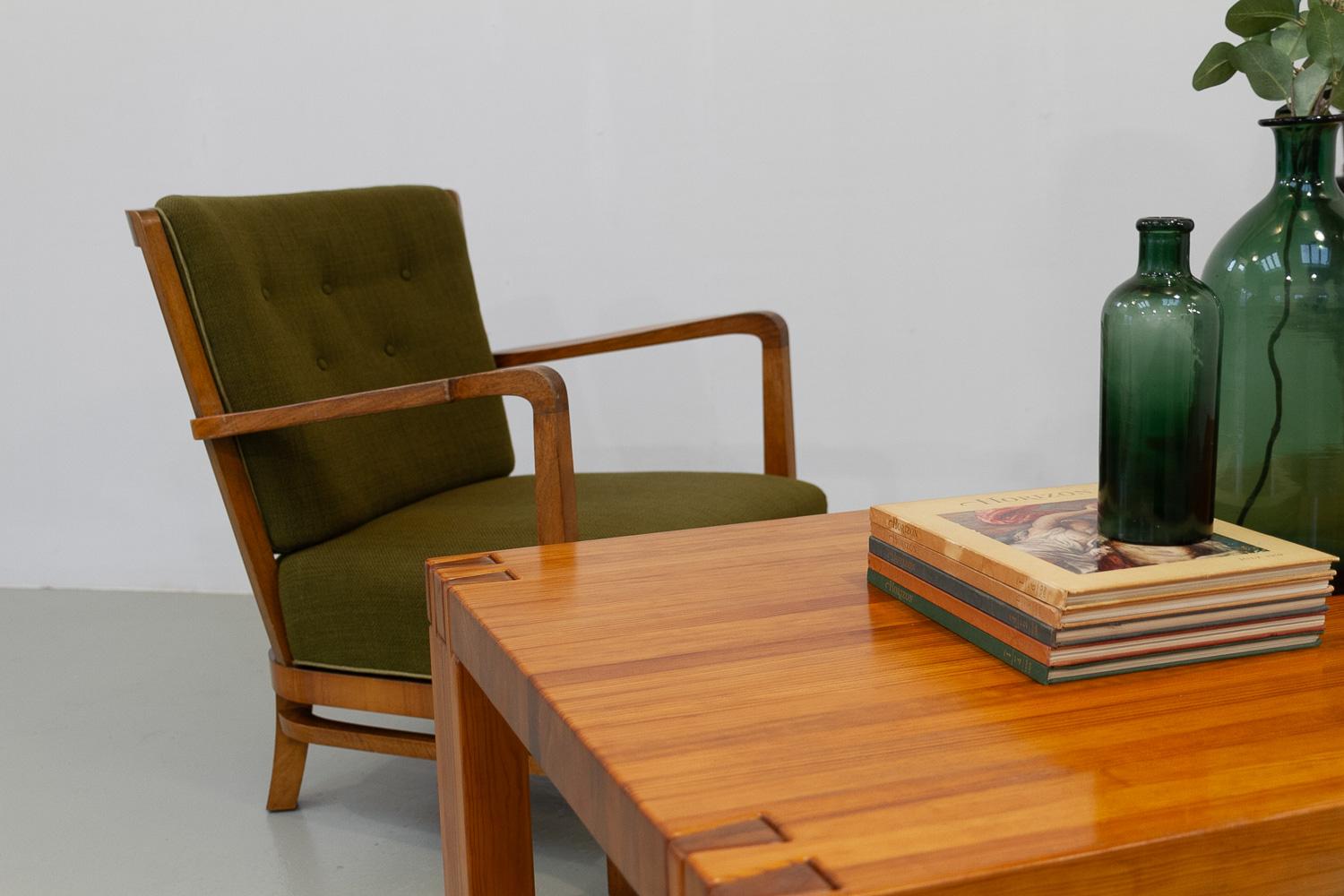 Danish Art Deco Green Lounge Chair, 1930s. 14