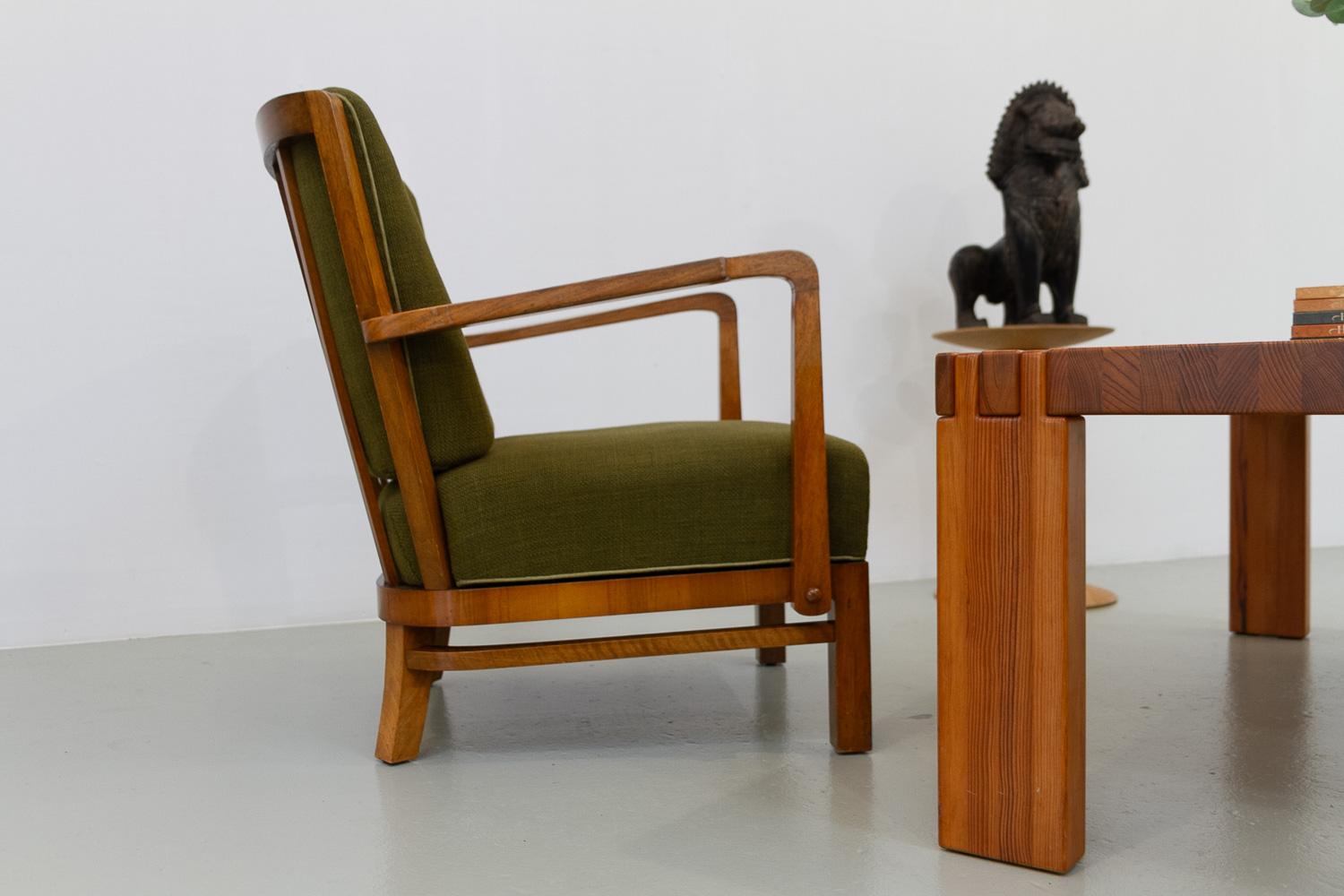 Danish Art Deco Green Lounge Chair, 1930s. 15