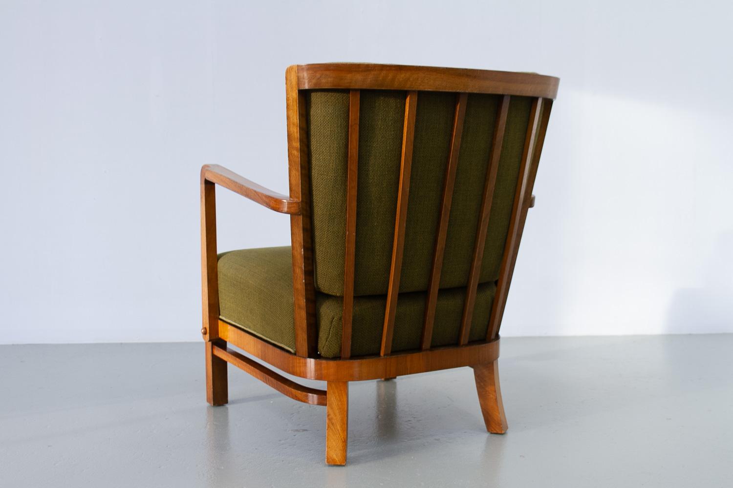 Danish Art Deco Green Lounge Chair, 1930s. 1