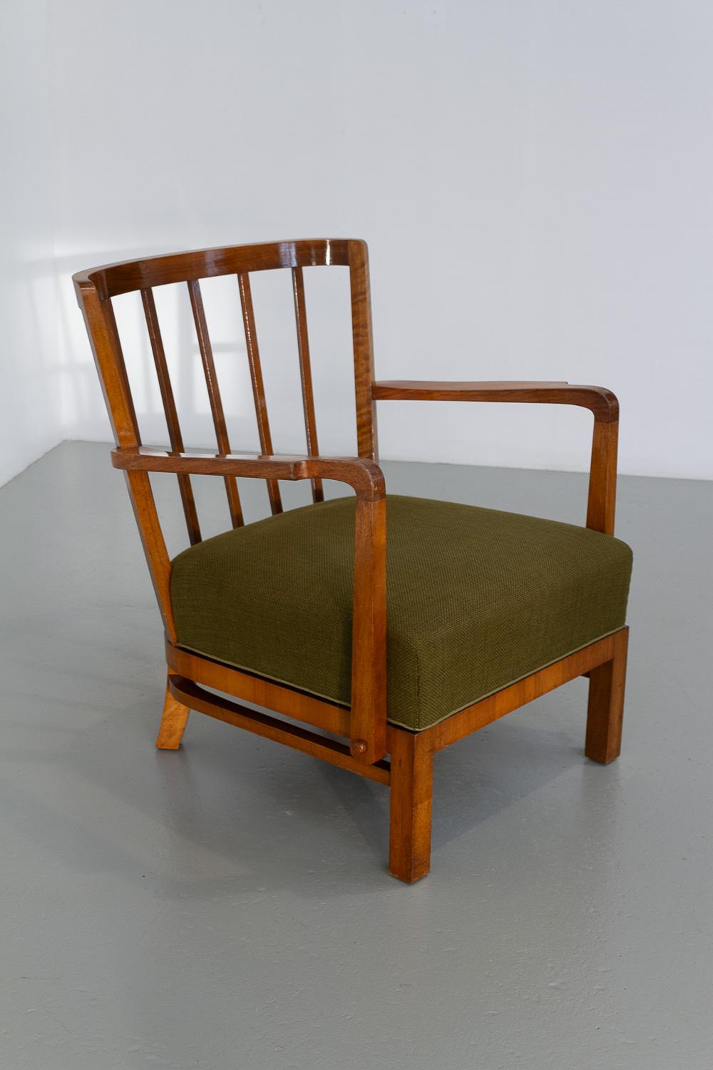 Danish Art Deco Green Lounge Chair, 1930s. 4