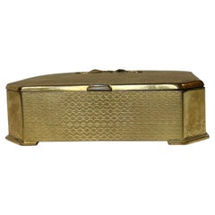 Danish Art Deco Guilloche Jewelry Box in Gilt Bronze, 1930s