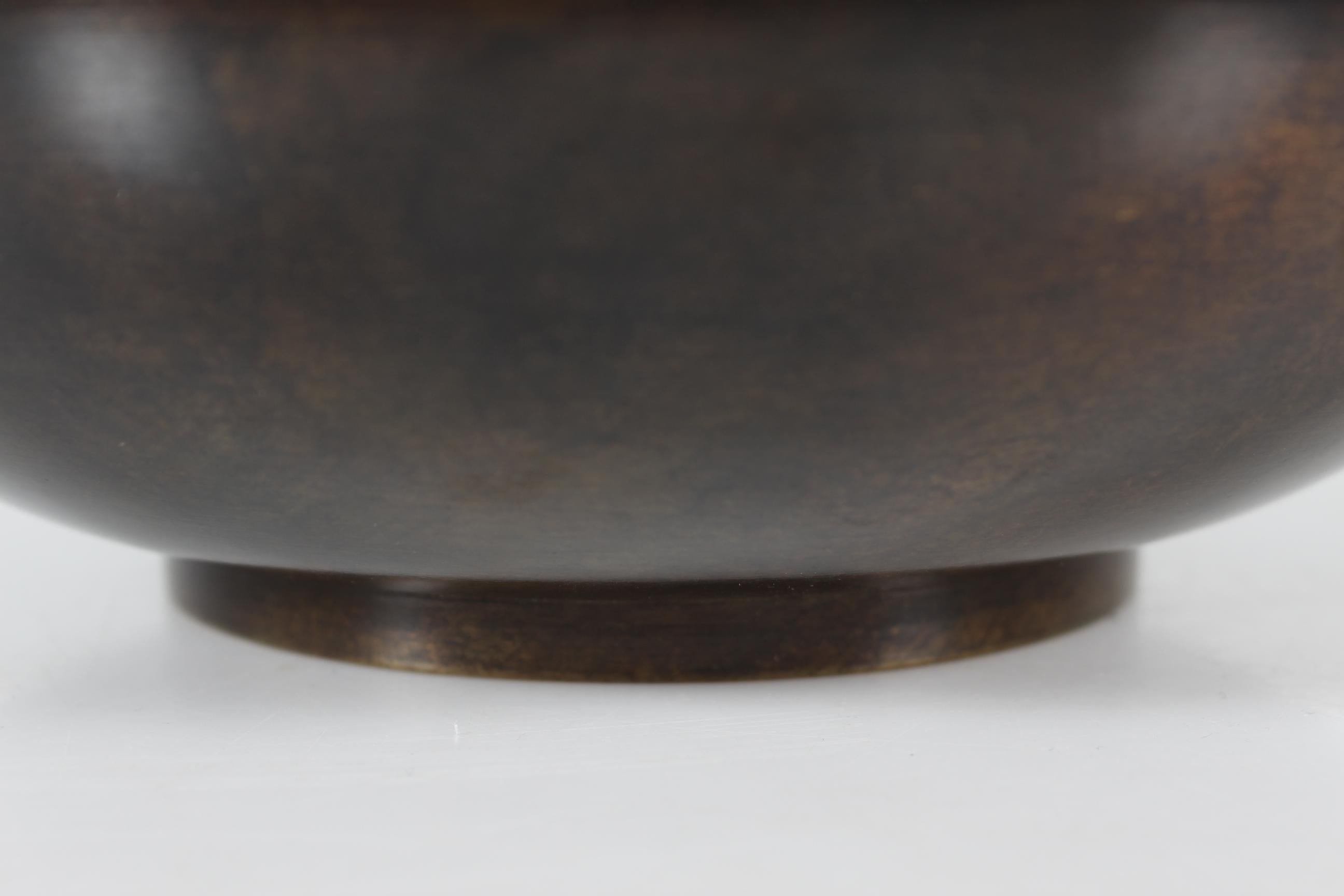 Dänische Art Deco Just Andersen Schale aus Bronze mit brauner Patina, 1930er Jahre im Angebot 1