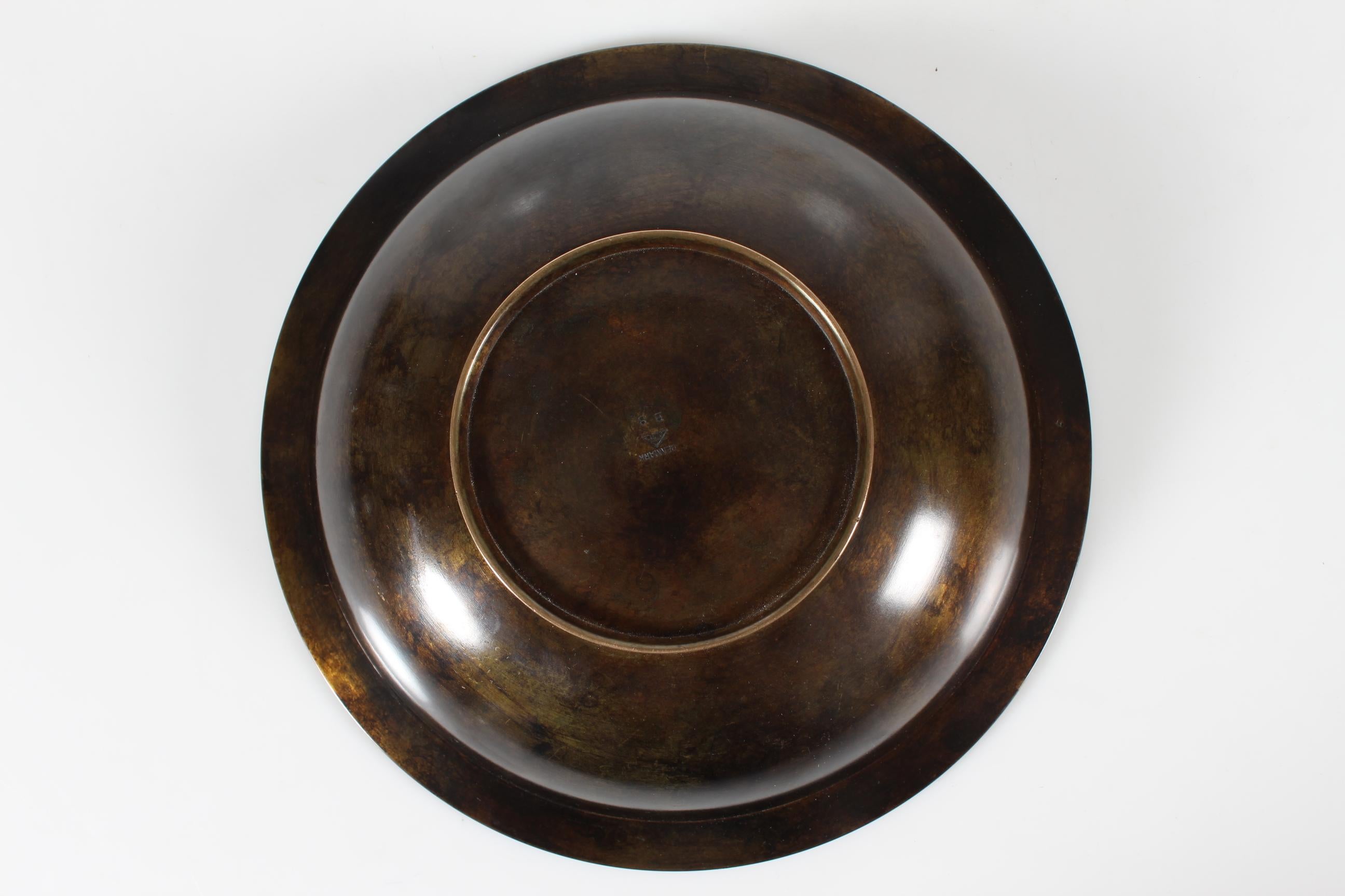 Dänische Art Deco Just Andersen Schale aus Bronze mit brauner Patina, 1930er Jahre im Angebot 2