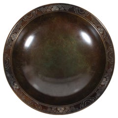 Bol danois Art déco Just Andersen en bronze à patine Brown, années 1930