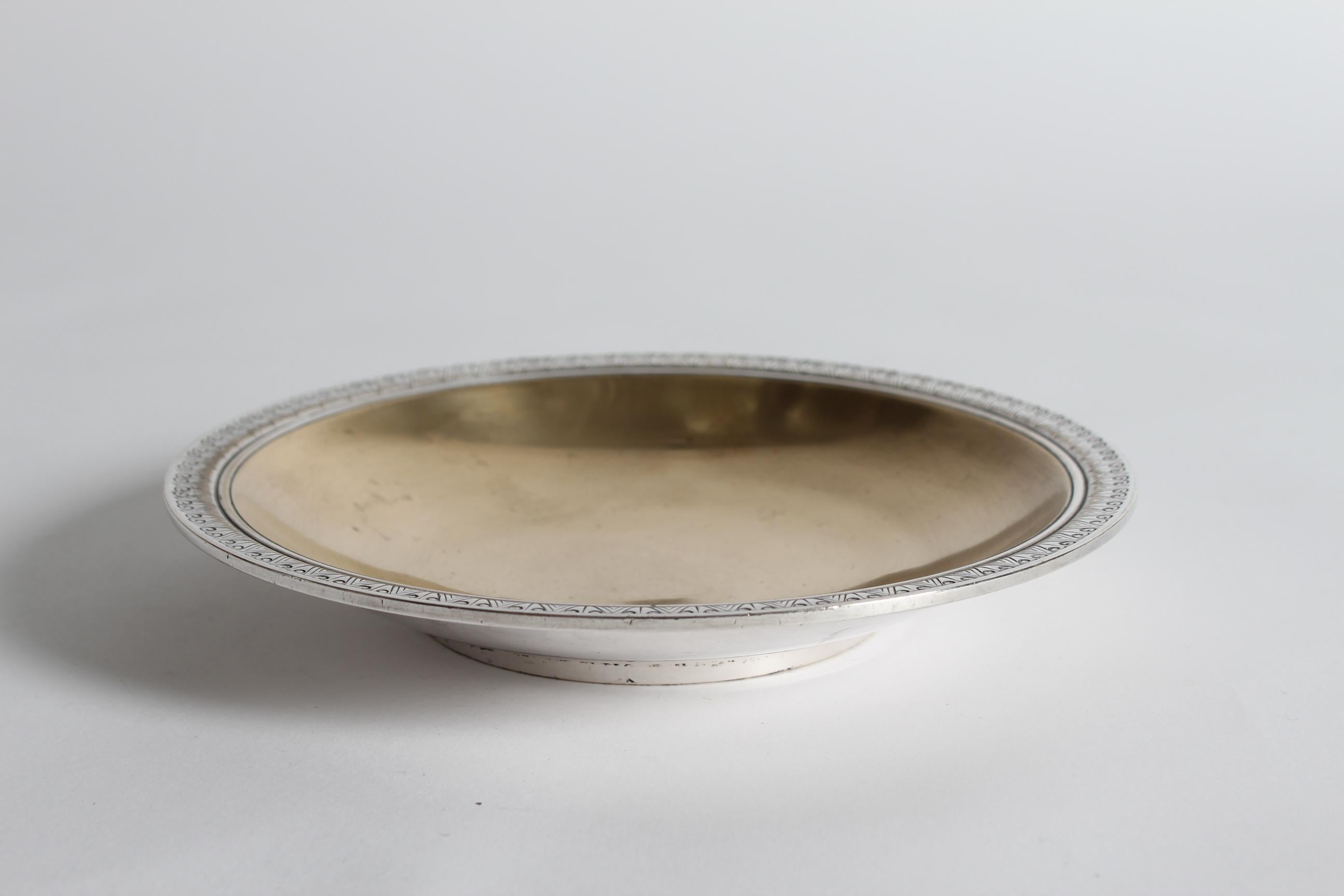 Metalwork Danish Art Deco Just Andersen Decorative Bronze Bowl with Silver and Gold 1930s For Sale