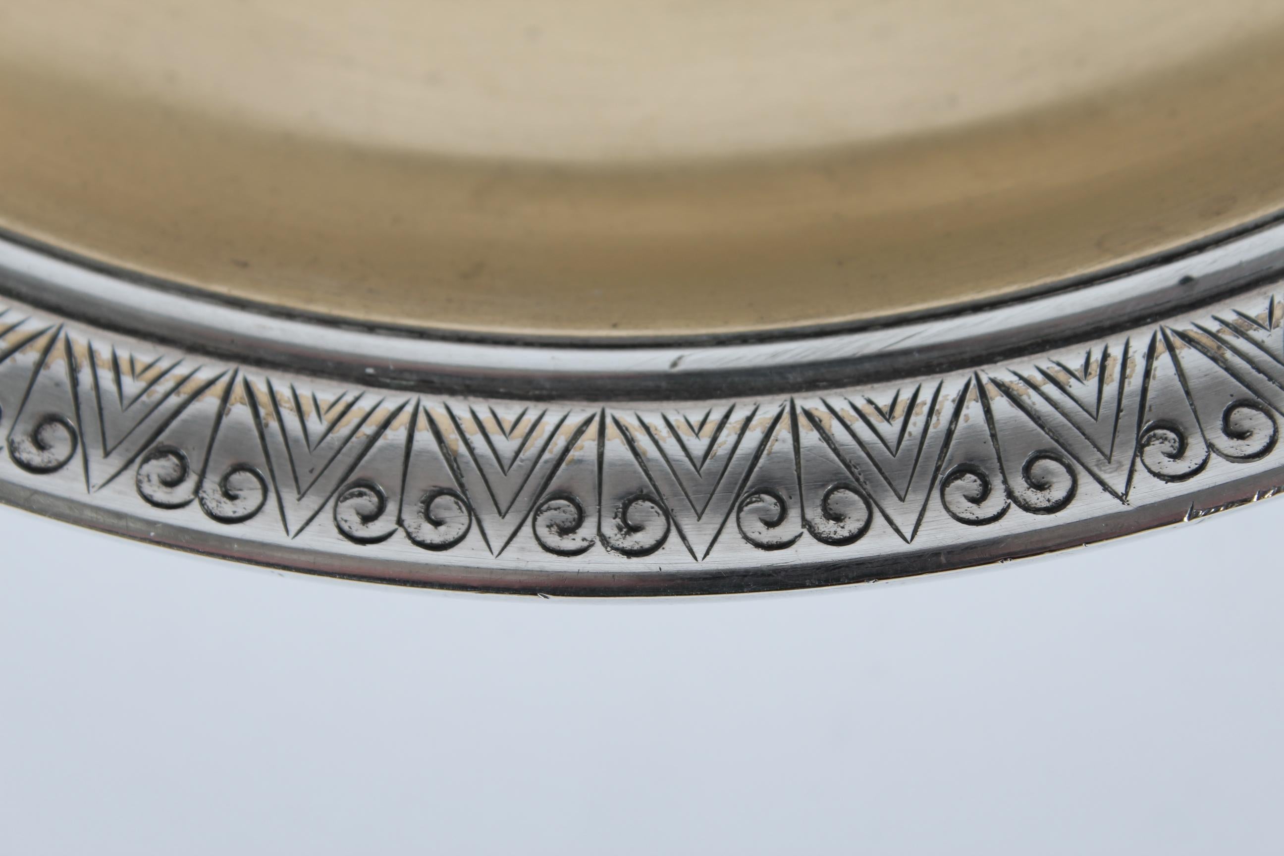 Oggetti in metallo Ciotola decorativa danese Just Andersen Art Decor con argento e oro 1930 in vendita