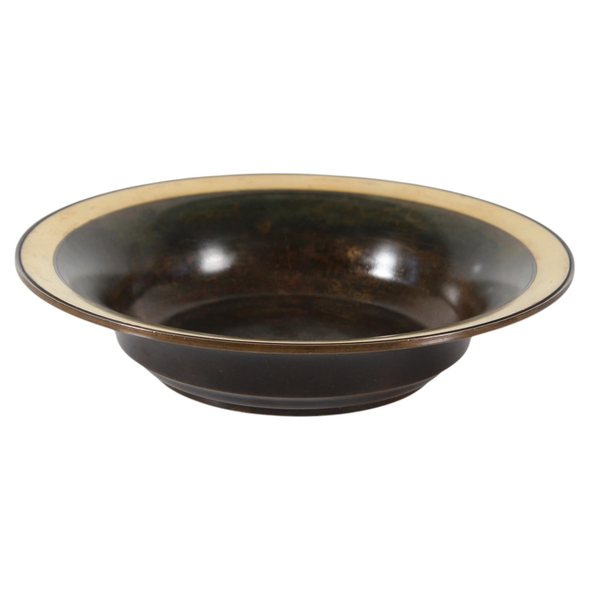 Danish Art Deco Just Andersen Large Bowl of Bronze with Brown Patina, 1930s For Sale