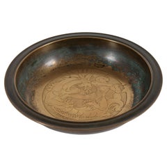 Grande coupe danoise Art Decor Just Andersen en bronze avec décor incisé années 1930