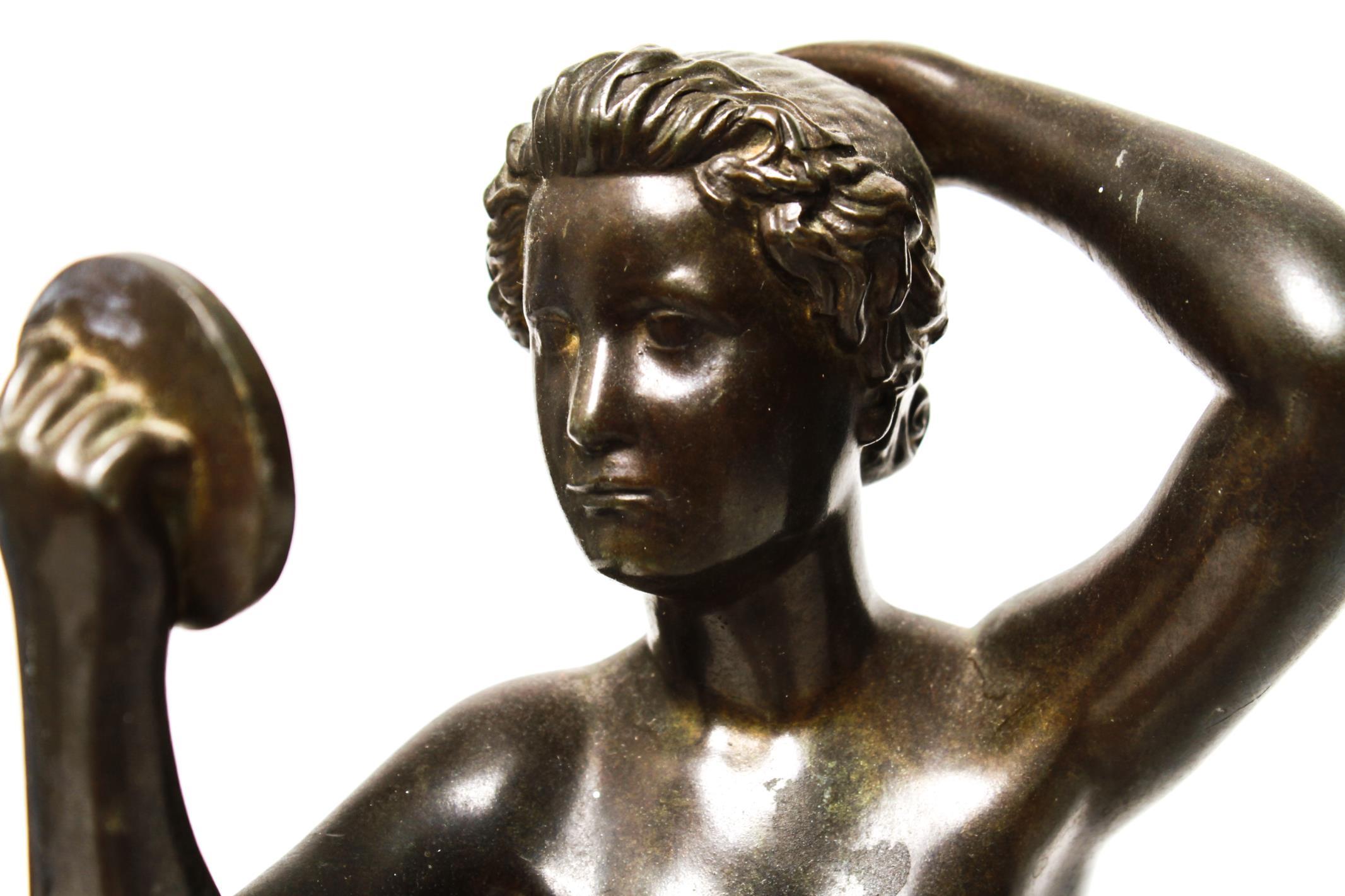 Danish Art Deco Just Andersen Nude Bronze Female Statue Holding Mirror In Good Condition In New York, NY