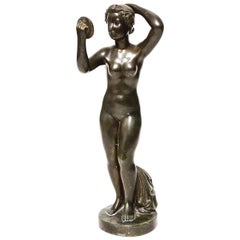 Dänische Art Deco Just Andersen Nude Bronze Weibliche Statue mit Spiegel