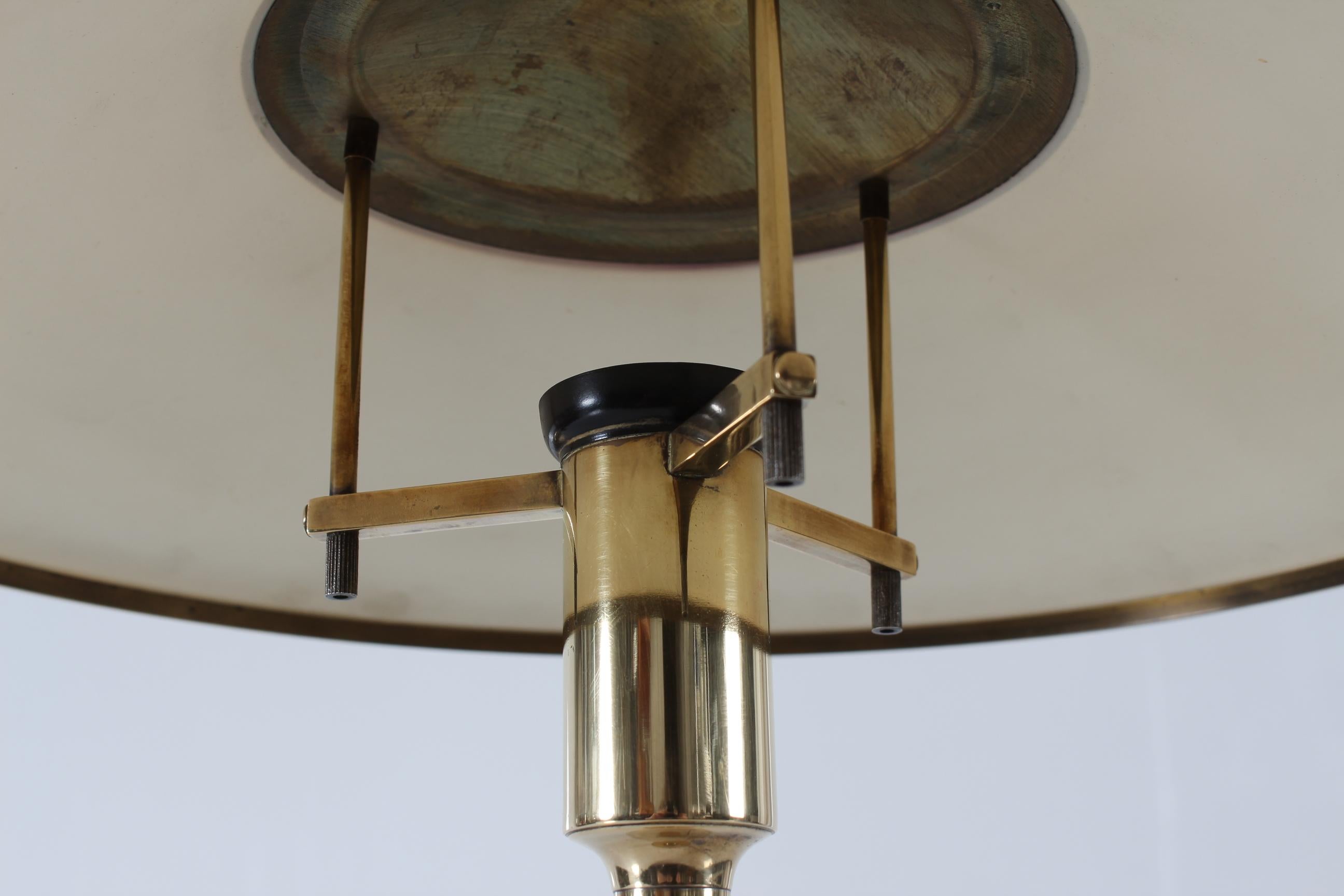 Plastic Danish Art Deco Kongelys Brass Lamp Niels Thykier Early Version Fog & Mørup 1930 For Sale