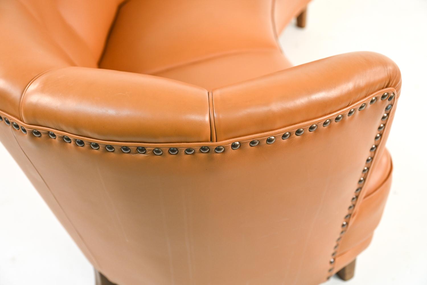 Danish Art Deco Leather Banana Sofa in Lassen/Boesen Style For Sale 9