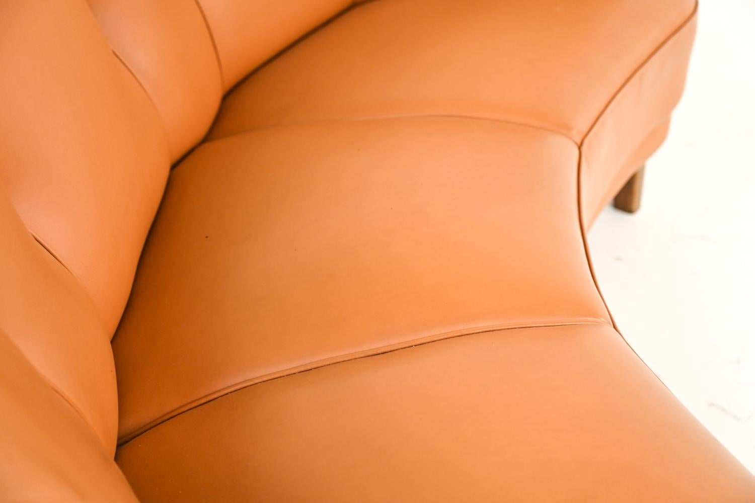 Danish Art Deco Leather Banana Sofa in Lassen/Boesen Style For Sale 11