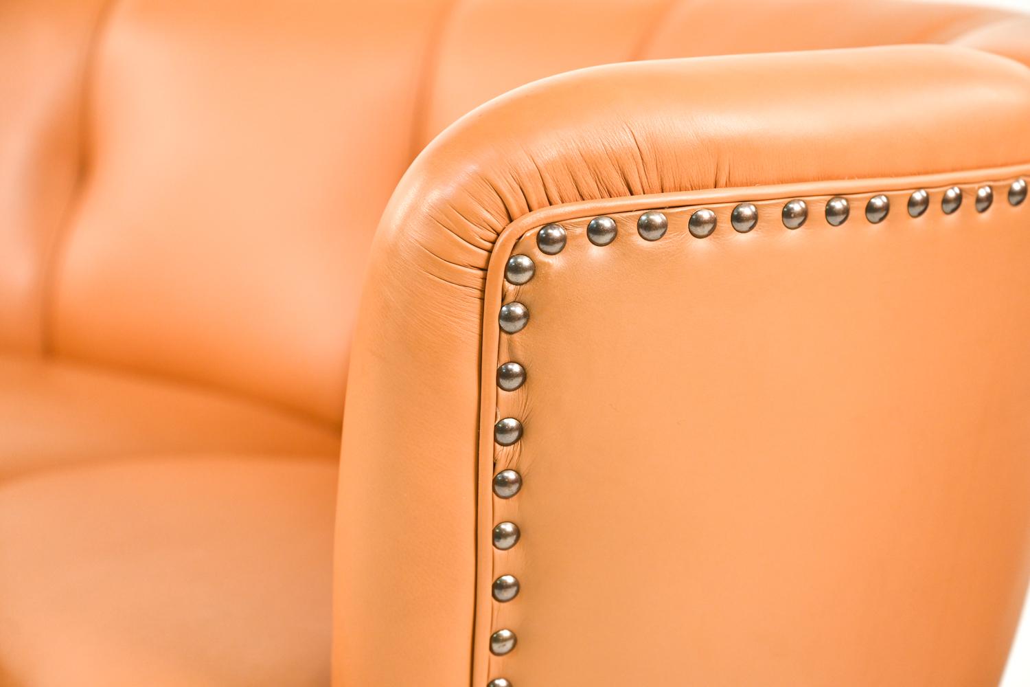 Danish Art Deco Leather Banana Sofa in Lassen/Boesen Style For Sale 2