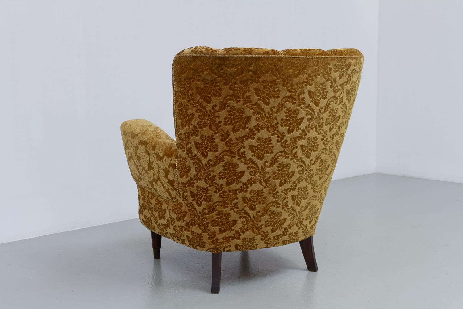 Chaise longue danoise Art déco en velours jaune doré, années 1940 en vente 5