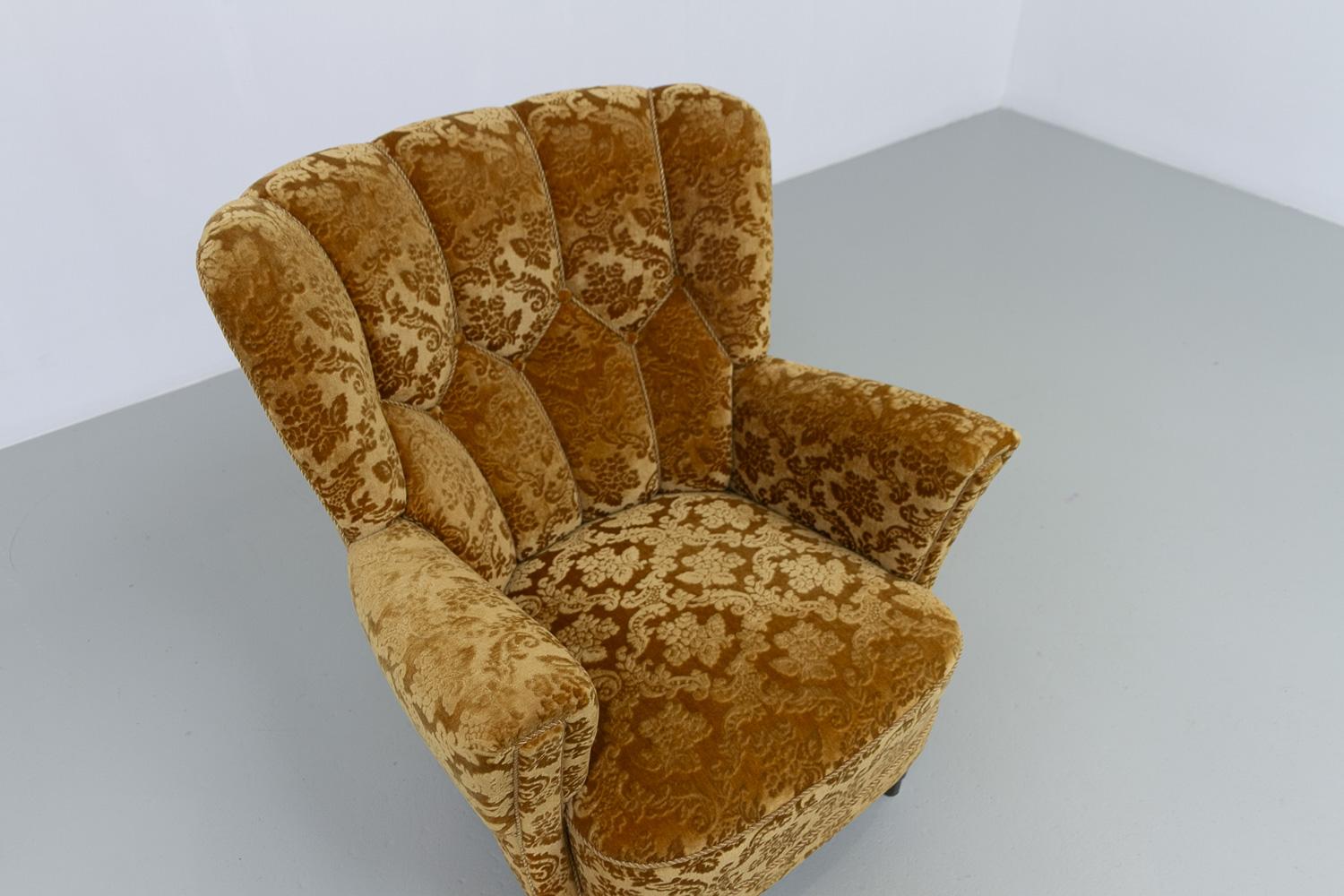 Chaise longue danoise Art déco en velours jaune doré, années 1940 en vente 10