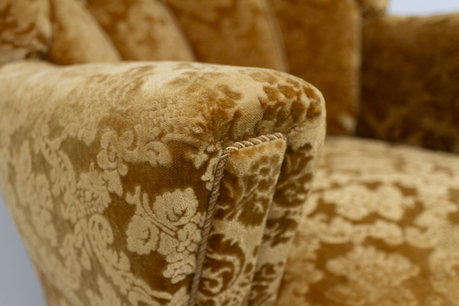 Chaise longue danoise Art déco en velours jaune doré, années 1940 en vente 13