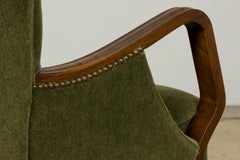 Poltrone Art Déco danesi di Alfred Christensen, in noce e mohair, anni ’40