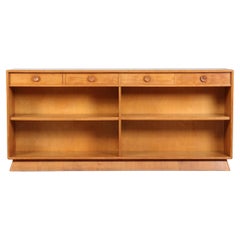 Danish Art Deco Low Bookcase with Drawers of Oak by Danish Furniture Maker 1940s