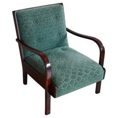 Danish Art Deco Low Lounge Chair with Open Armrests in Cuban Mahogany 1930-40s