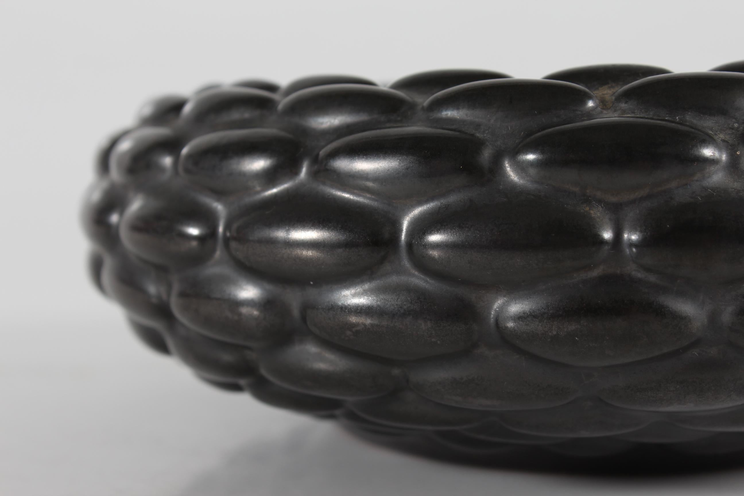 Danish Art Deco Michael Andersen & Søn Budding Style Bowl Black & Turquoise For Sale 2