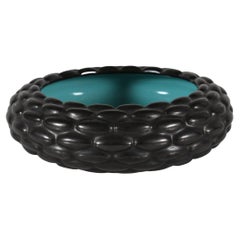 Danish Art Deco Michael Andersen & Søn Budding Style Bowl Black & Turquoise