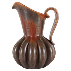 Danish Art Deco Michael Andersen & Søn Decorative Pitcher with Brown Glaze 1940s