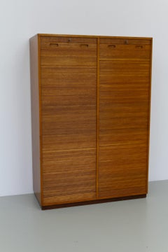 Danish Art Deco Oak Double Tambour Archive Cabinet, 1930s.