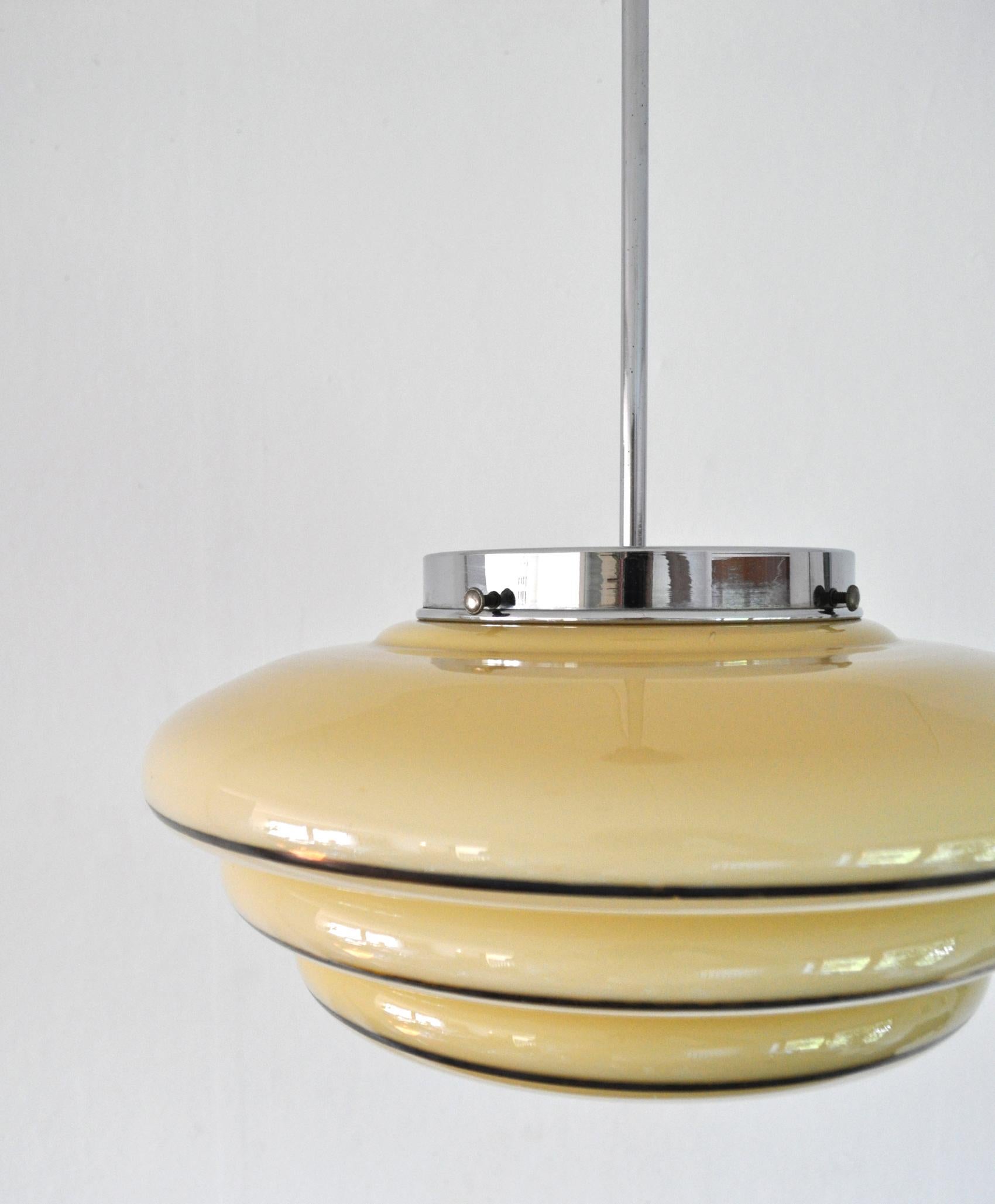 Danish Art Deco Opaline Glass Pendant Lamp, 1930s 1