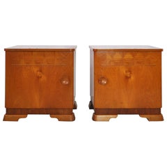 Antique Danish Art Deco Pair of Nightstands or Small Cabinets, 1930s