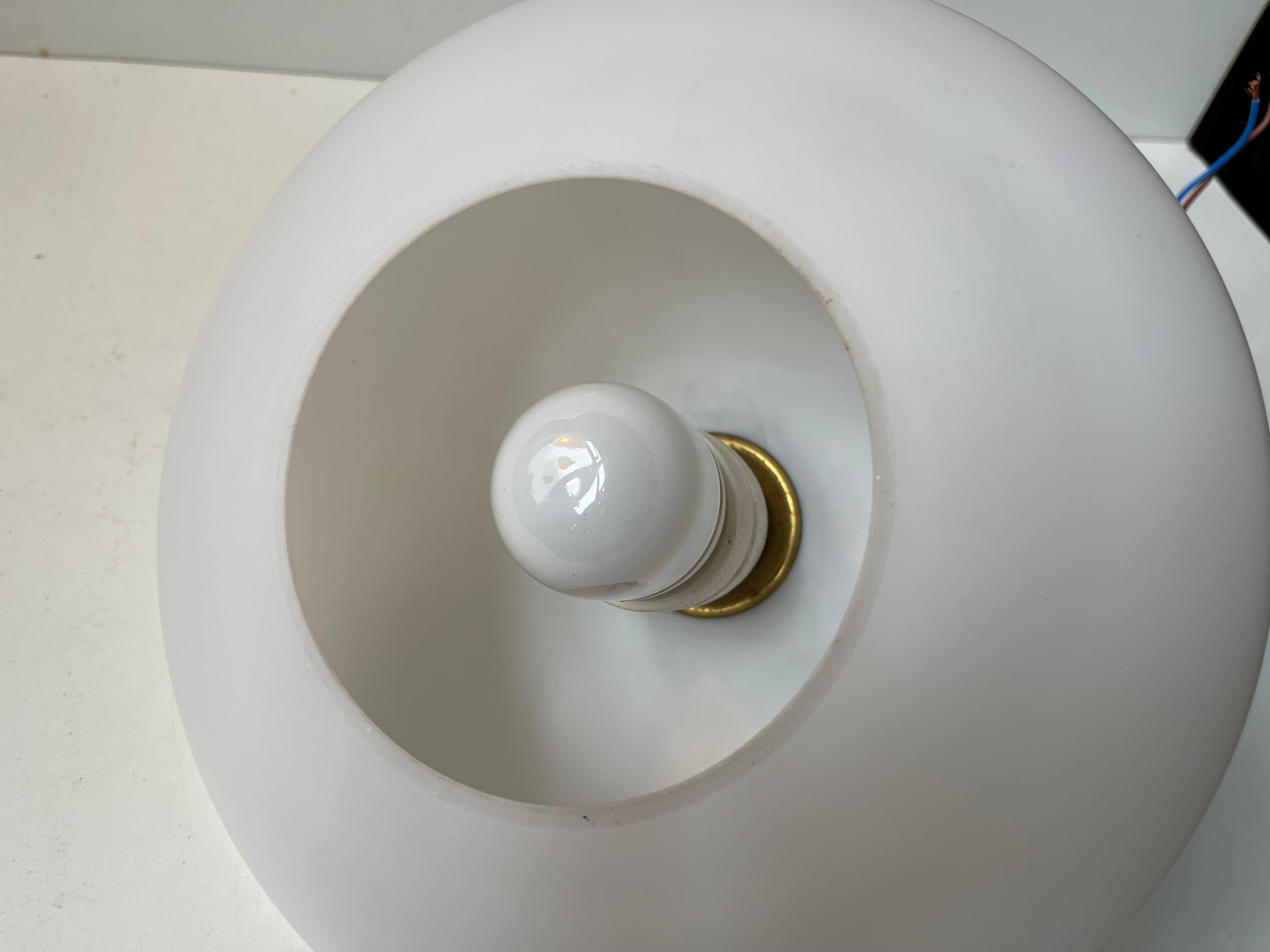 Danish Art Deco Pendant Lamp in White Opaline Glass, 1930s For Sale 2