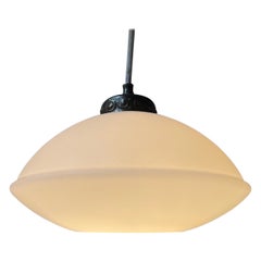 Danish Art Deco Pendant Lamp in White Opaline Glass, 1930s