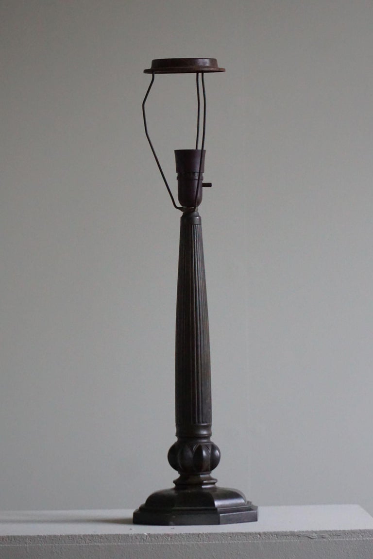 Danish Art Deco Rare Table Lamp by Just Andersen in Diskometal, Model ...