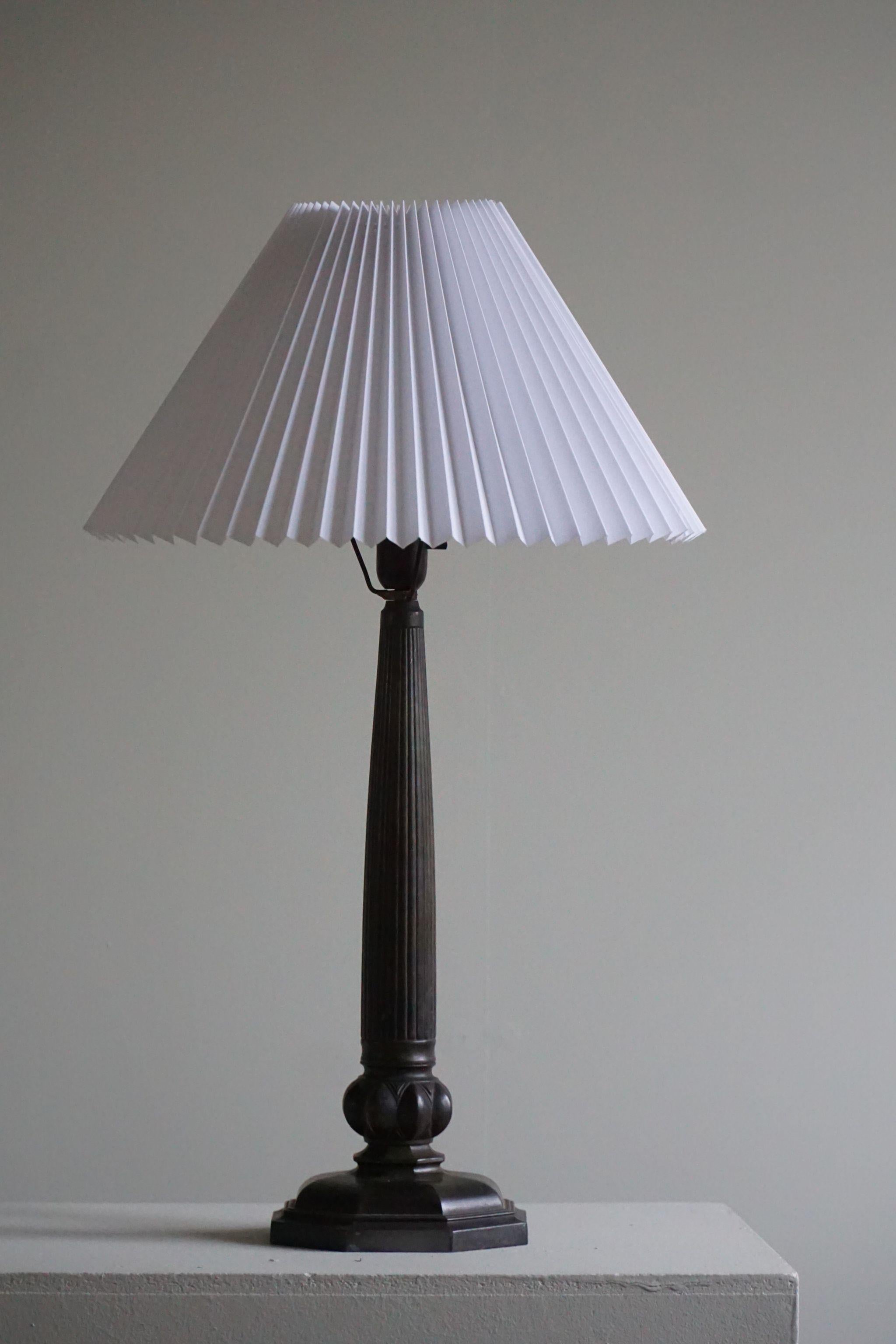 Metal Danish Art Deco Rare Table Lamp by Just Andersen in Diskometal, Model 2288, 1920 For Sale
