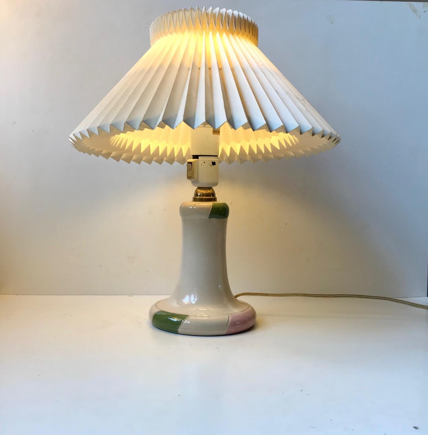 Danish Art Deco Revival Table Lamp with Pink and Green Glaze by Dågård, 1970s 1