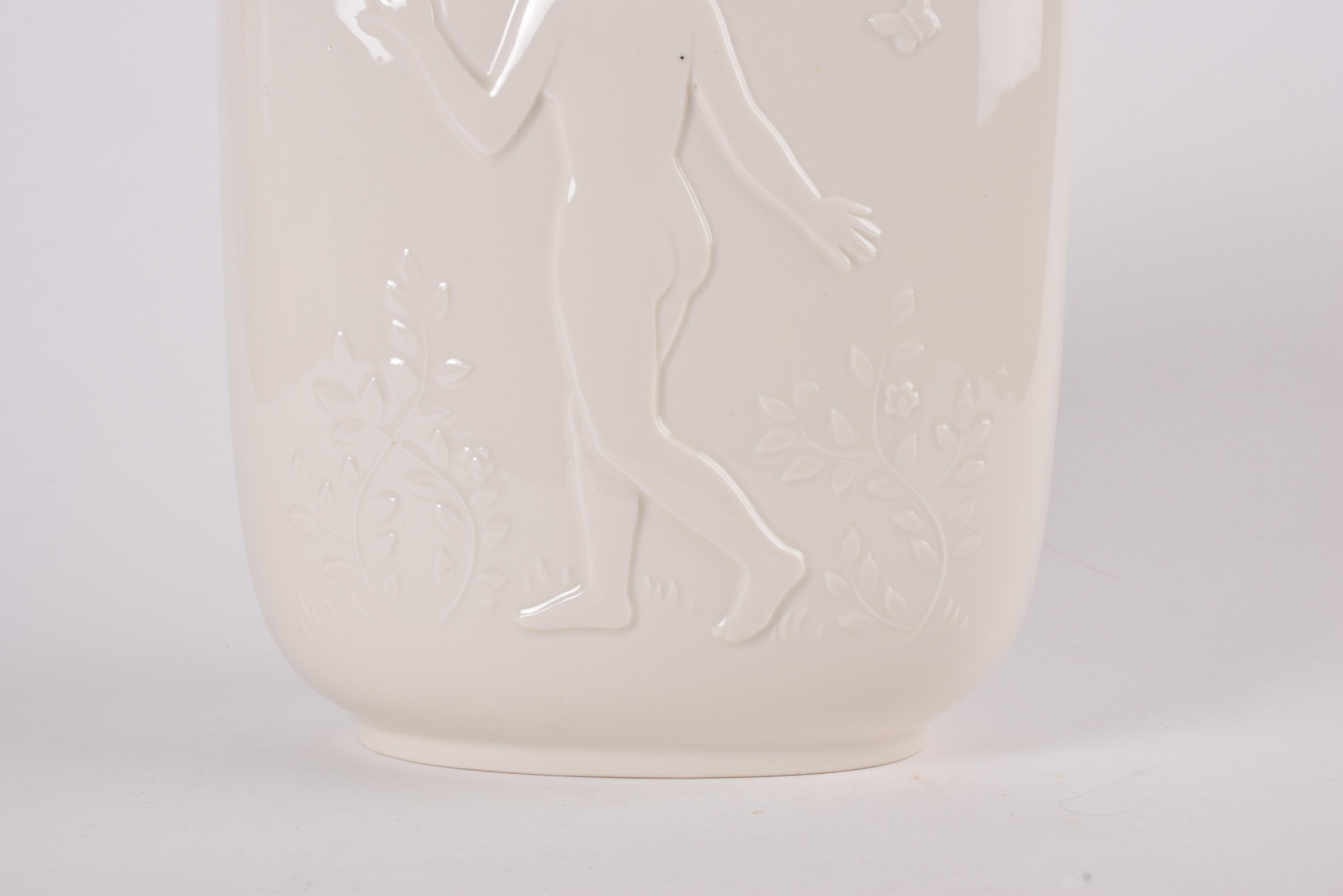 Ceramic Danish Art Deco Royal Copenhagen Vase Naked Man & Woman by Hans Henrik Hansen For Sale