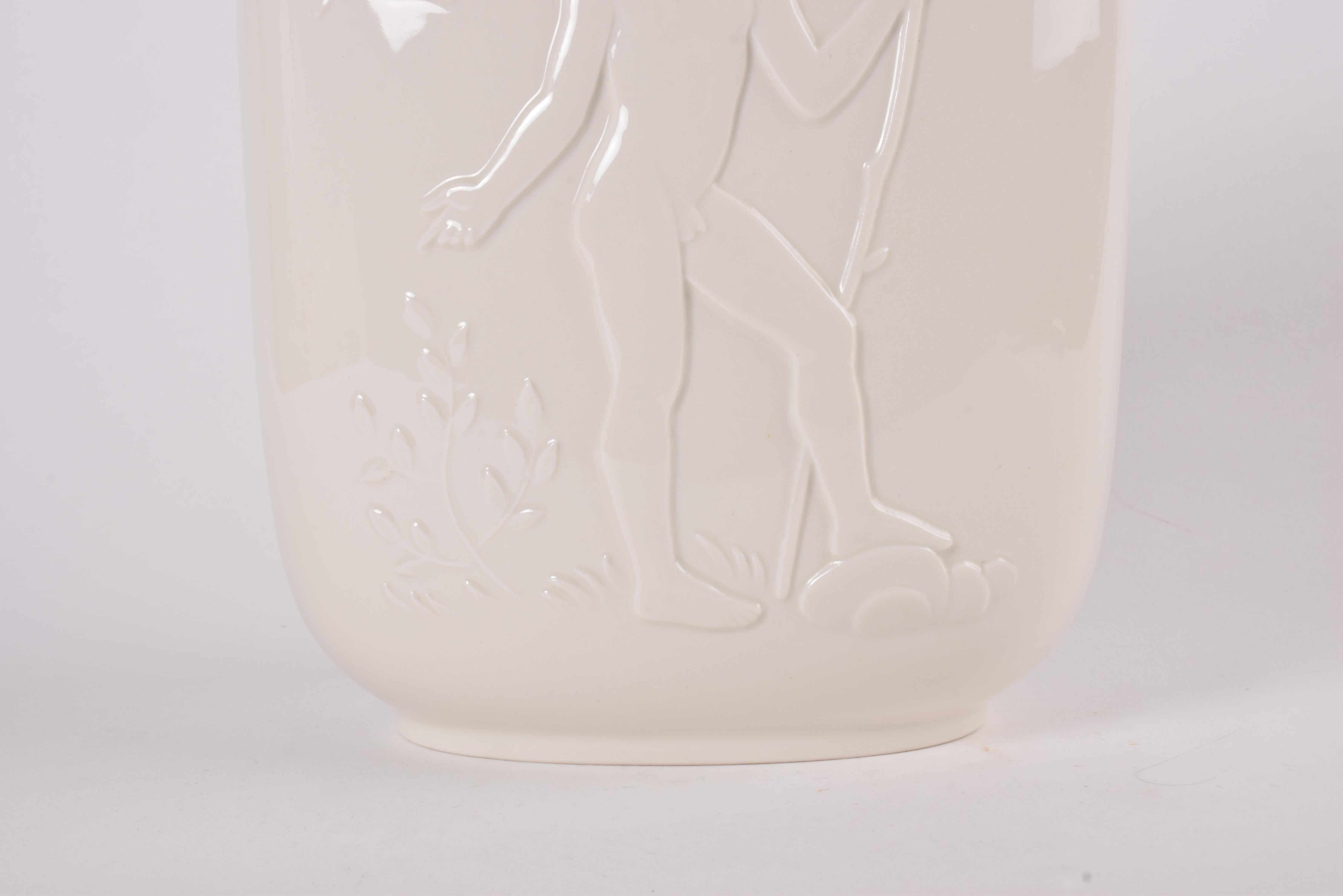 Danish Art Deco Royal Copenhagen Vase Naked Man & Woman by Hans Henrik Hansen For Sale 2