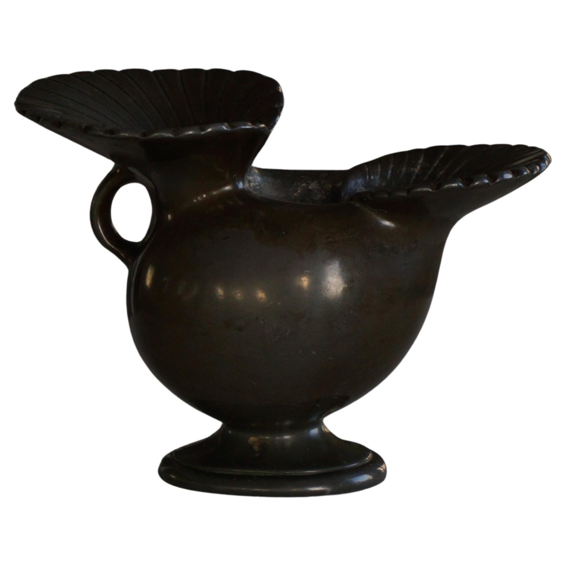 Danish Art Deco Scandinavian Diskometal Vase by Just Andersen, Model D‑118, 1930 For Sale