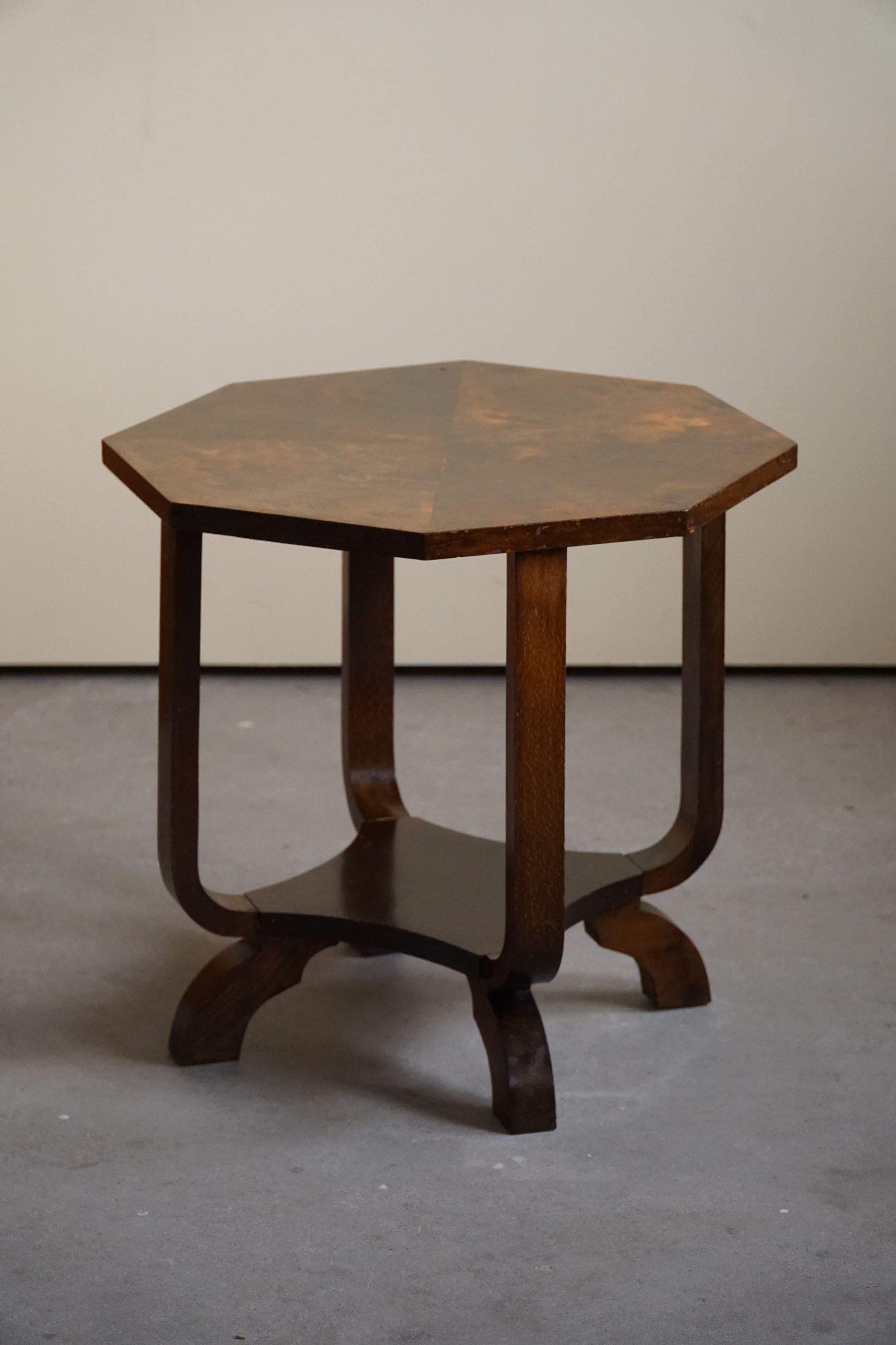 Danish Art Deco Side Table / Coffee Table in Flamed Birch, 1940s 1
