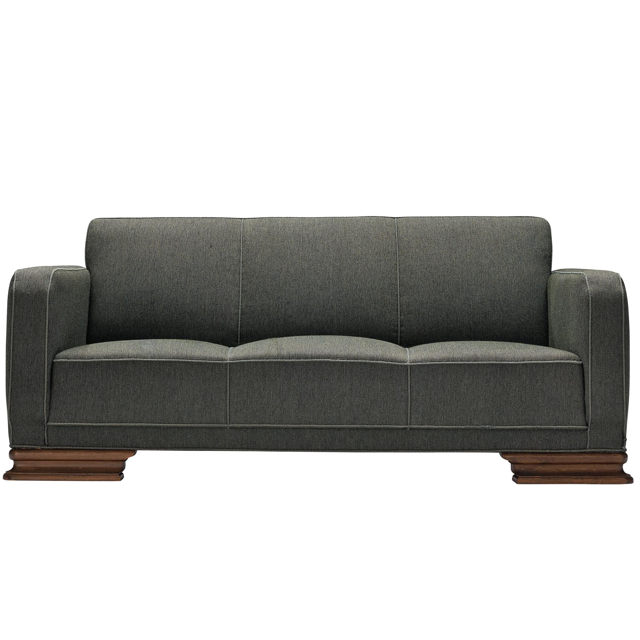 Danish Art Deco Sofa in Grey Upholstery