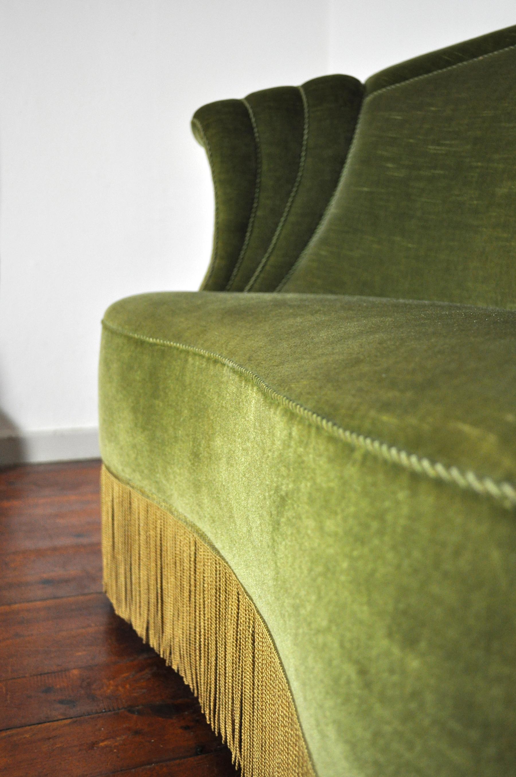 Danish Art Deco Sofa in Green Velvet, 1920s-1930s 3