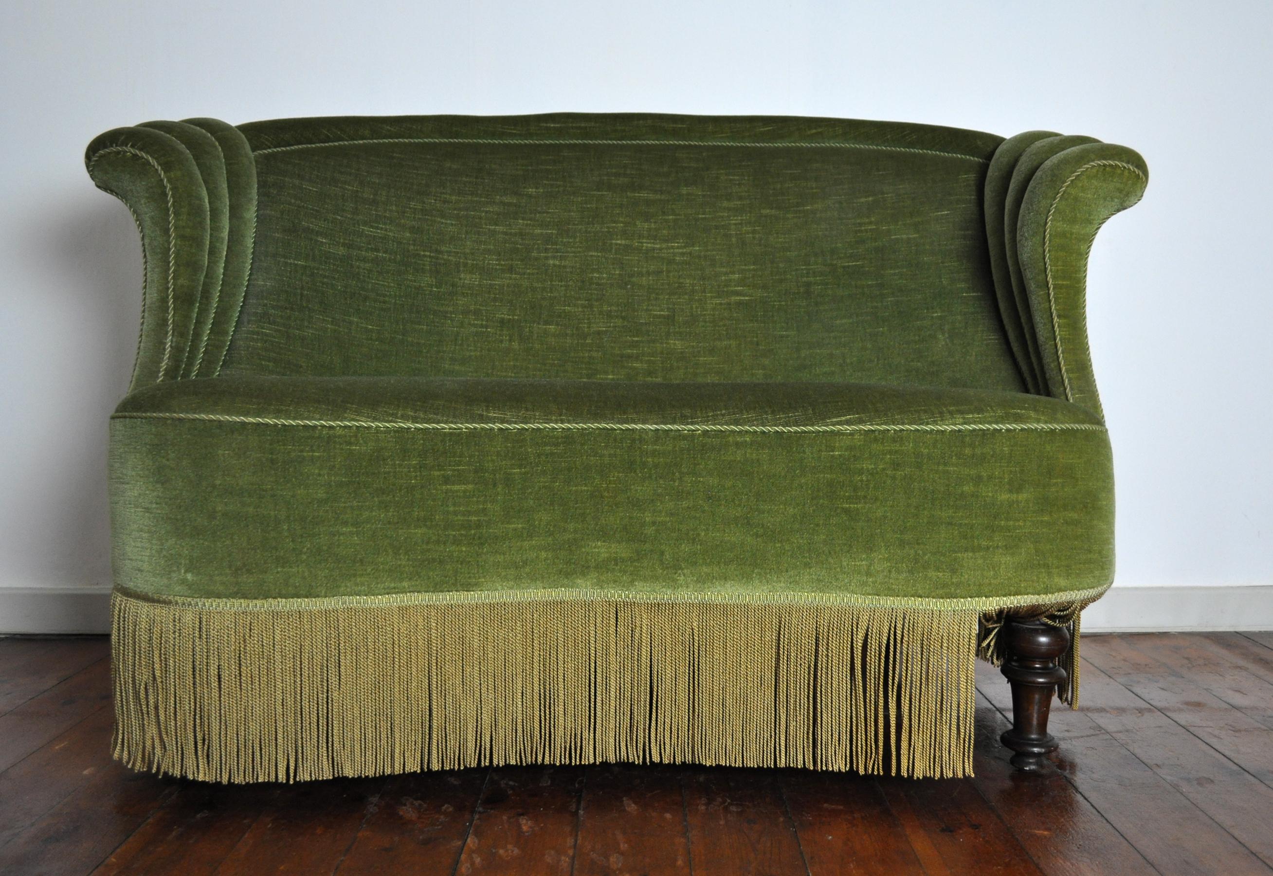 Danish Art Deco Sofa in Green Velvet, 1920s-1930s 7