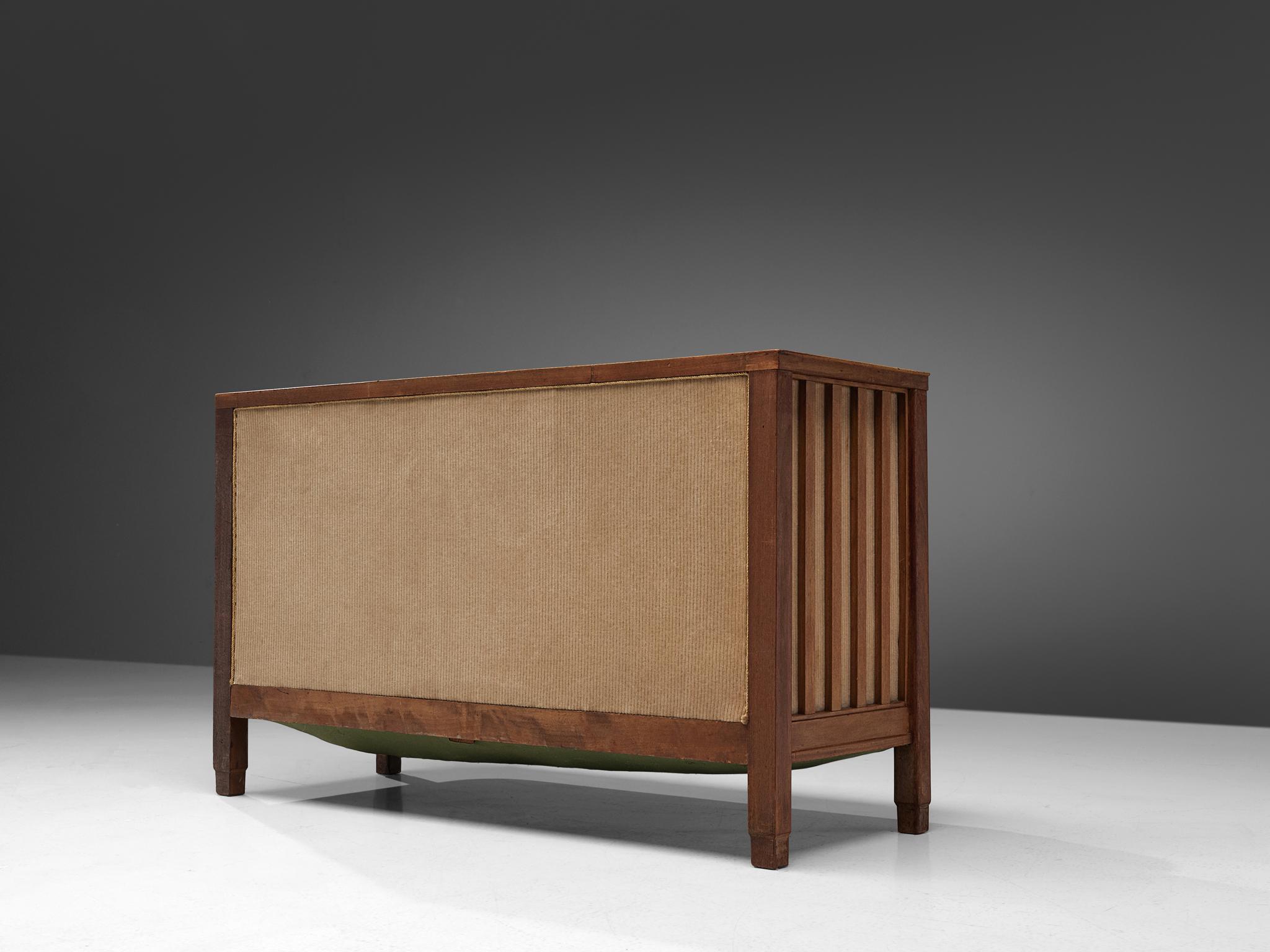 Mid-Century Modern Danish Art Deco Sofa with a High Back in Beige Corduroy