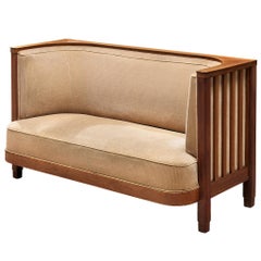 Danish Art Deco Sofa with a High Back in Beige Corduroy