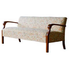 Used Danish Art Deco Sofa with Open Wooden Armrests, 1930's