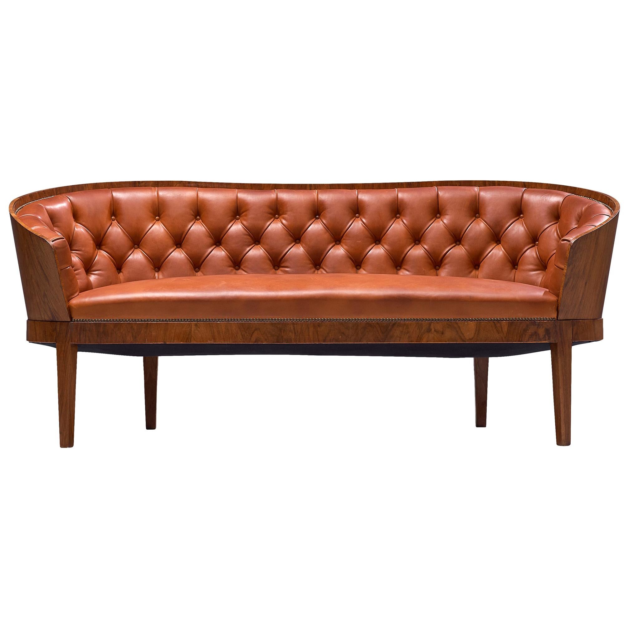 Danish Art Deco Sofa with Walnut Frame, 1920s